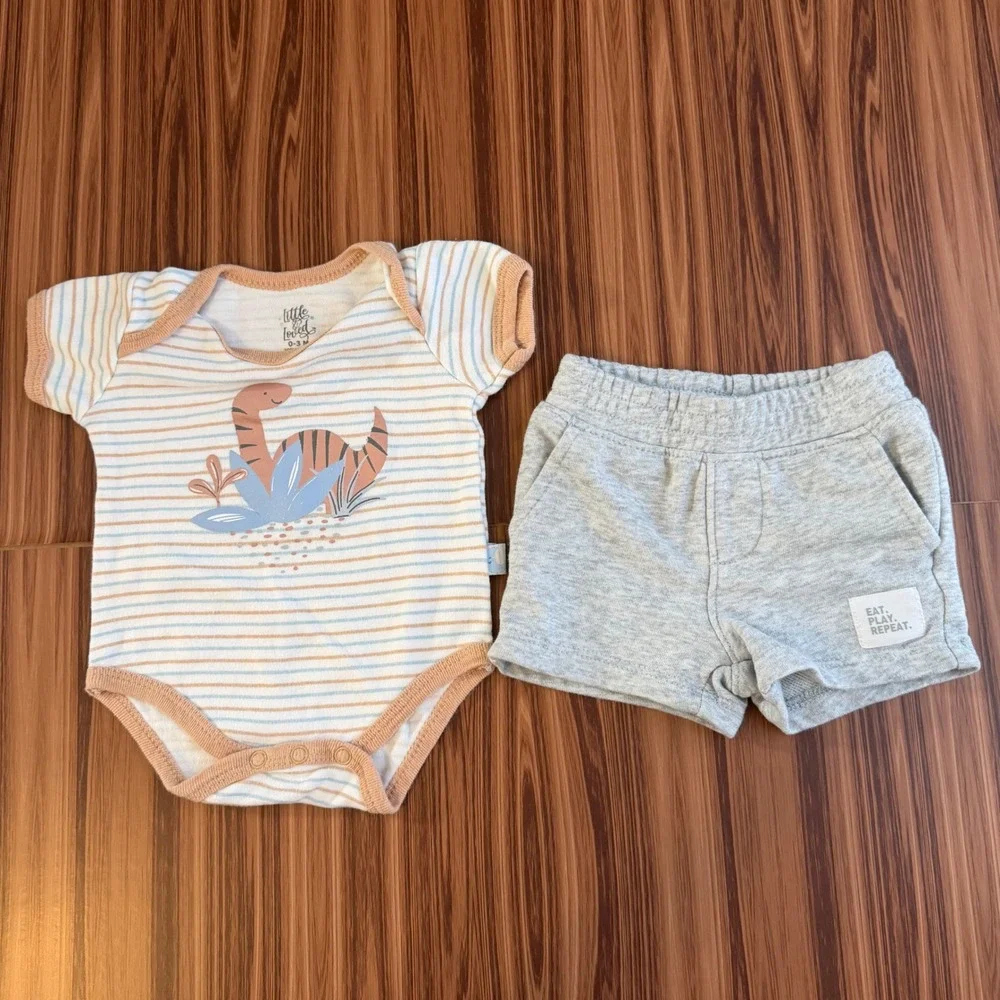 0-3M Clothing Bundle Gerber Little Loved Baby Boy Onesies‎ Shorts Set 6 Piece